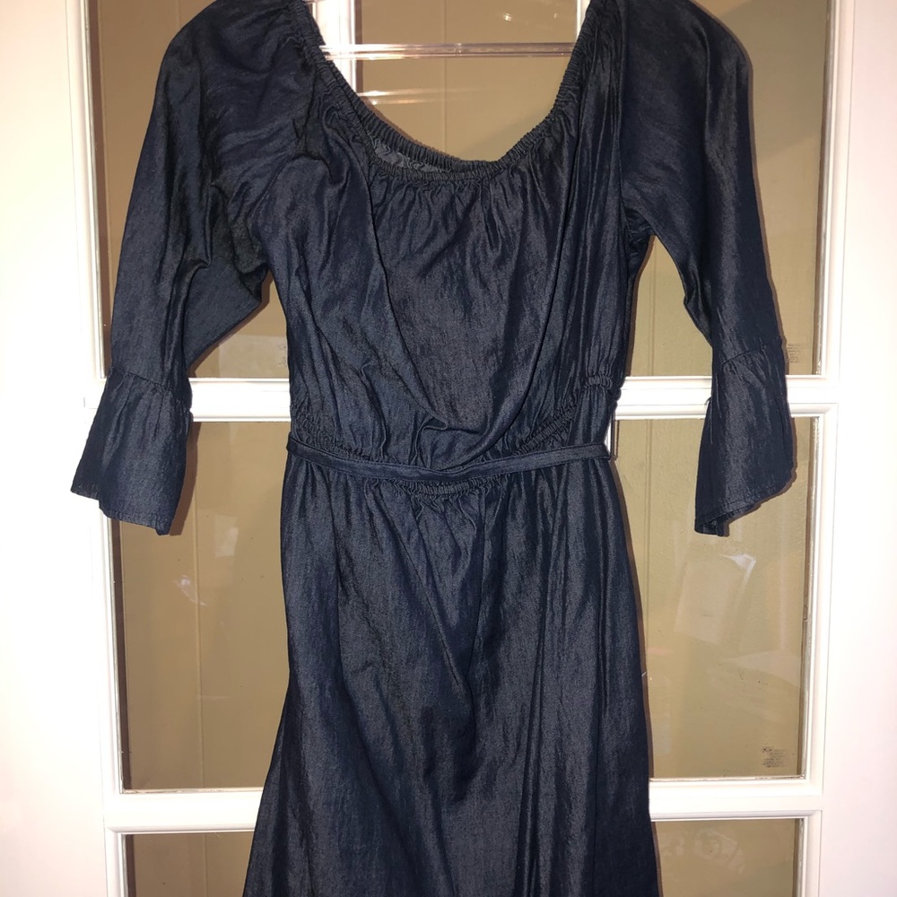 Dark Blue Off the Shoulder Dress